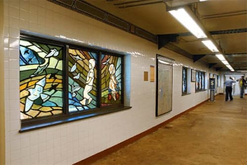 Children At Play | Glasswork in Wall Treatments by Josie Gonzalez | Woodlawn in Bronx. Item composed of glass