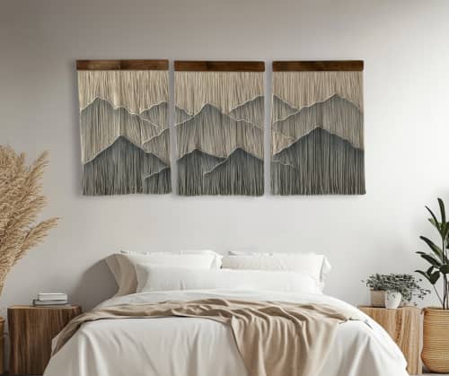 Hand dyed wall hanging "Threaded Horizons" | Macrame Wall Hanging in Wall Hangings by Tissage Sauvage. Item made of wood with cotton works with boho & country & farmhouse style