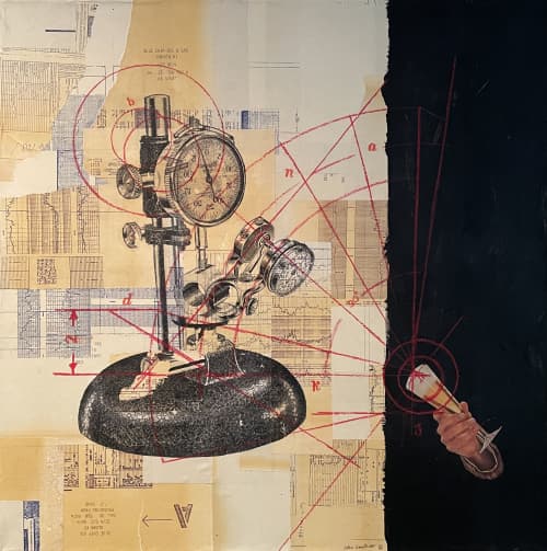 By Whom Surrendered II | Collage in Paintings by Glen Gauthier. Item composed of canvas & paper compatible with contemporary and country & farmhouse style