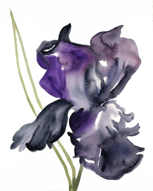 Iris No. 120 : Original Watercolor Painting | Paintings by Elizabeth Beckerlily bouquet. Item composed of paper in boho or minimalism style