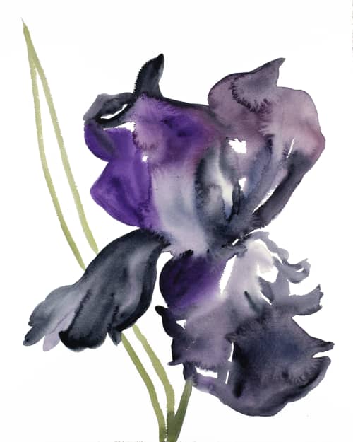 Iris No. 120 : Original Watercolor Painting | Paintings by Elizabeth Becker. Item composed of paper in boho or minimalism style