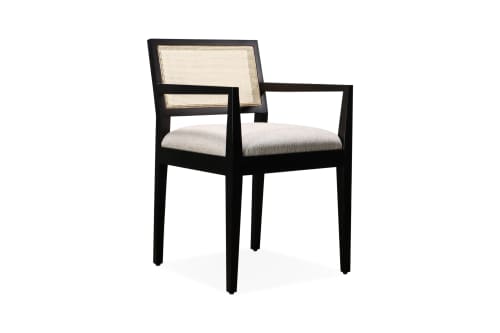 Armchair with Caned Back in Ebonized Wood by Costantini | Chairs by Costantini Designñ. Item made of wood