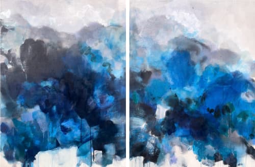 TIME AND TIME AGAIN (diptych) original painting | Oil And Acrylic Painting in Paintings by Stacey Warnix Studio. Item in contemporary or traditional style