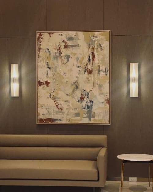 2 Commissioned Paintings 2021 | Oil And Acrylic Painting in Paintings by Alice Lipping | Skyline Tower in Queens. Item composed of canvas & synthetic