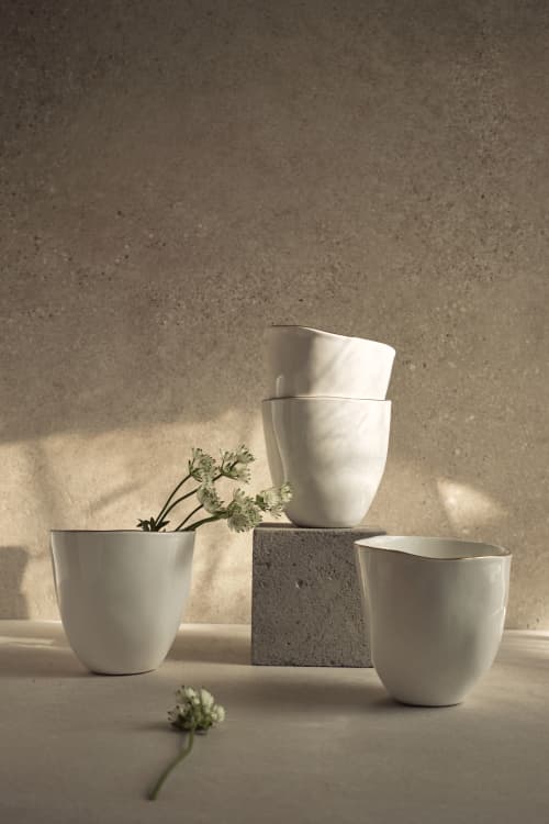 White Gold Cup Sets | Drinkware by Laura Letinsky | Chicago in Chicago. Item composed of ceramic