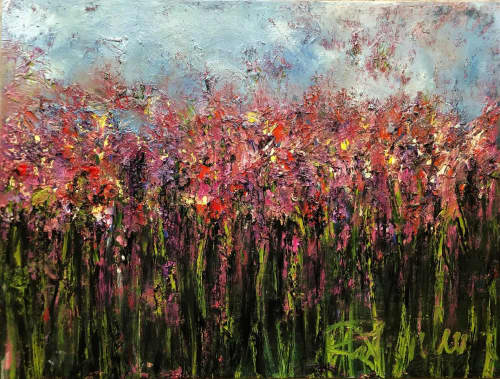 Fuchsia Fantasy | Mixed Media in Paintings by Rita Vilma. Item made of canvas works with contemporary & modern style