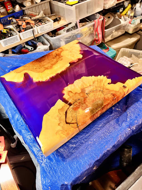 Aurora Maple Burl Resin Accent Table | Coffee Table in Tables by DapperwoodSF. Item composed of maple wood compatible with contemporary and modern style