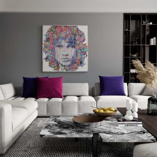 Jim Morrison the doors you make me real | Mixed Media by Virginie SCHROEDER. Item made of canvas works with minimalism & contemporary style