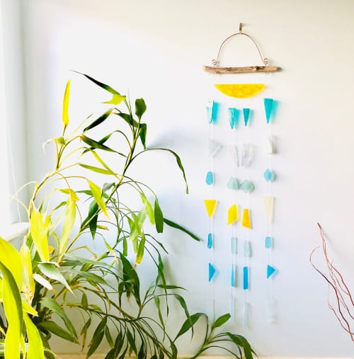 Sea Glass Wind Chime | Wall Sculpture in Wall Hangings by Samara Designs Studio. Item made of glass works with boho style
