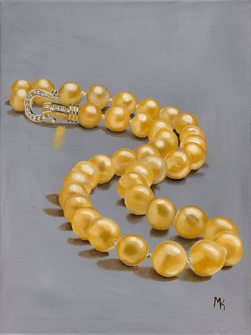 Golden Pearls - Vibrant Giclée Print | Prints in Paintings by Michelle Keib Art. Item composed of paper