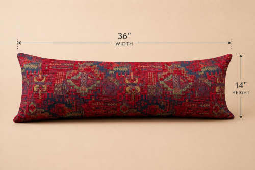 Authentic Turkish Kilim Lumbar Pillow Cover 14x36 Inches | Pillows by SewLaCo. Item made of cotton compatible with boho style