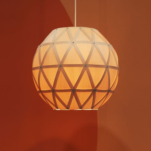Wood Veneer Light Ball  45 | Pendants by ADAMLAMP. Item composed of maple wood compatible with mid century modern and contemporary style