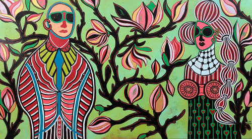 Sweet Magnolias | Oil And Acrylic Painting in Paintings by Diana Rosa. Item made of canvas