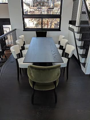 Beveled Dining Table | Tables by Where Wood Meets Steel. Item composed of wood and steel
