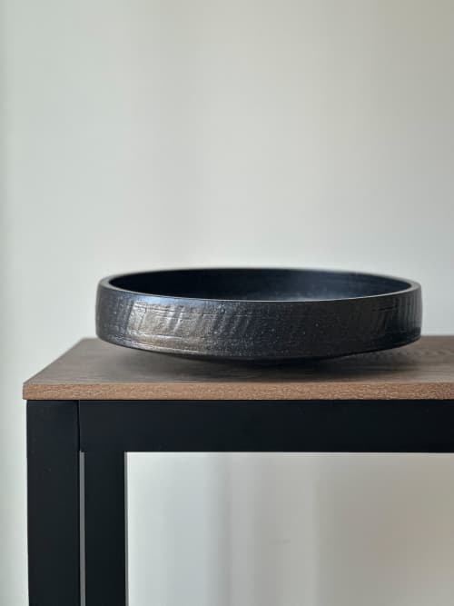 Satin Black Bowl | Decorative Bowl in Decorative Objects by Lucia Matos. Item made of ceramic works with minimalism & contemporary style