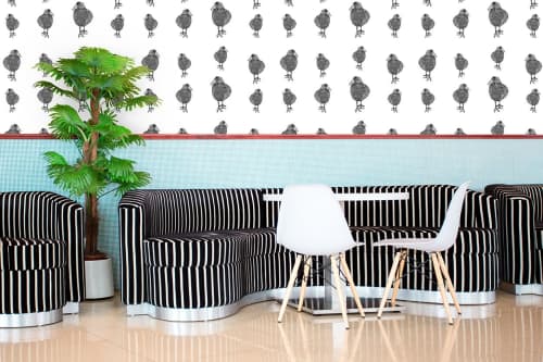 Cootie | Black On White | Wallpaper in Wall Treatments by Weirdoh Birds. Item composed of synthetic