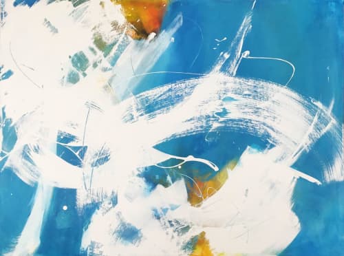 Abstract art with turquoise and white ocean inspiration | Mixed Media in Paintings by Lynette Melnyk