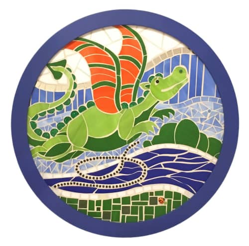 Mythical Friends in Flight | Public Mosaics by Stacia Goodman Mosaics | Dayton childrens hospital in Dayton. Item composed of glass and synthetic