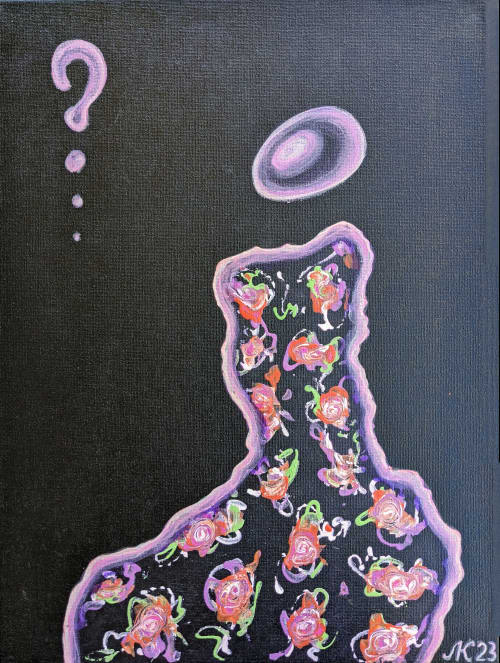 Questions | Oil And Acrylic Painting in Paintings by Lena Kolambet. Item composed of canvas compatible with minimalism and contemporary style