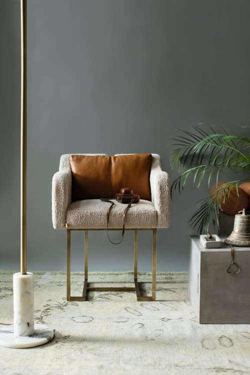 Papillonne Dining Chair | Chairs by LAGU. Item made of fabric with brass