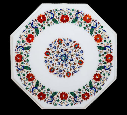 white marble table, coffee table, end table, tabletop | Tables by Innovative Home Decors. Item made of marble works with country & farmhouse & art deco style