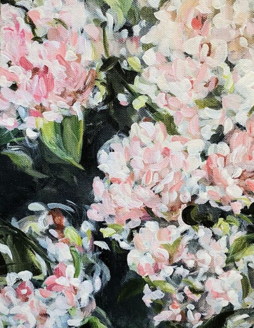 Abstract Hydrangea Painting | Oil And Acrylic Painting in Paintings by Arohika Verma. Item composed of canvas