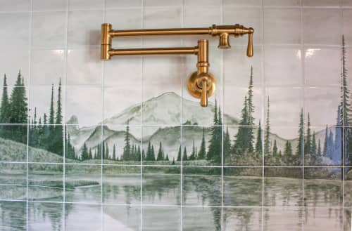 Custom Order Hand Painted Ceramic Tile | Tiles by KOLOS ceramics. Item composed of ceramic