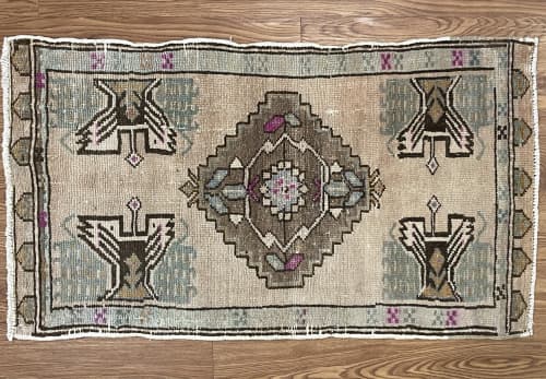 Hand-woven Turkish Rug Doormat| 1.8 x 2.11 | Small Rug in Rugs by Wool and Rug. Item made of wool compatible with boho and contemporary style
