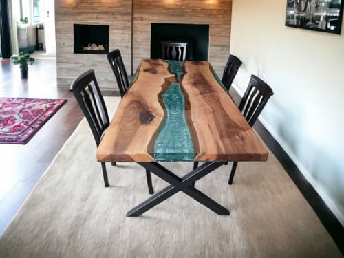 Epoxy Table, Live Edge Table, Wood Dining Table | Tables by evendes. Item composed of walnut compatible with country & farmhouse and modern style