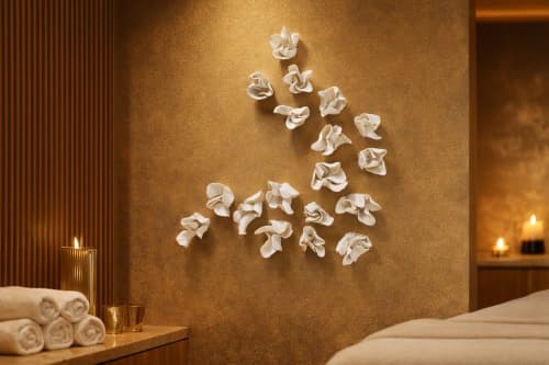 Handmade Clay Azalea Flower Set – Floral Sculpture, 19 Piece | Wall Sculpture in Wall Hangings by Leramic