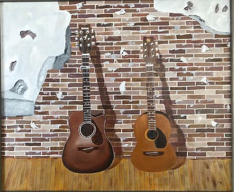 Collin's Guitars - Vibrant Giclée Print | Prints in Paintings by Michelle Keib Art. Item made of paper