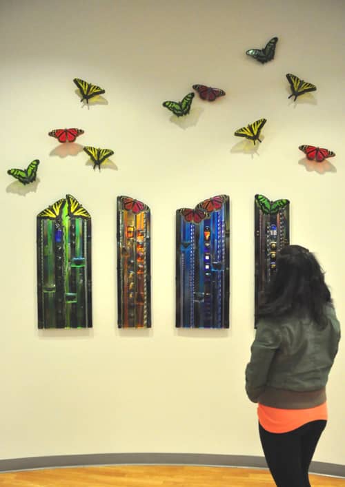 Women's and Children's Hospital Butterfly Panels | Wall Sculpture in Wall Hangings by Mark Ditzler Glass Studio, LLC | Texas Children's Hospital - West Tower in Houston. Item composed of glass