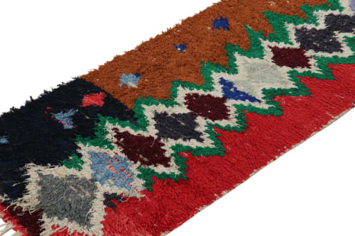 Vintage Moroccan Runner Rug with Polychromatic Diamond | Area Rug in Rugs by Rug and Kilim