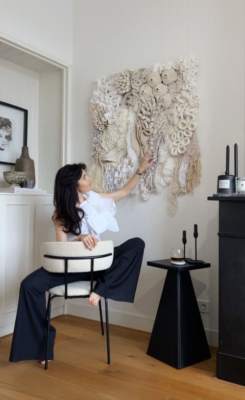 Textile Wall Art Square Fiber Sculpture Neutral Decor - NUMB | Tapestry in Wall Hangings by Anna Baranova Art. Item composed of cotton and fiber in contemporary or modern style