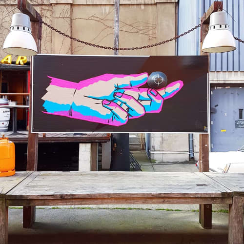Tape Artwork | Oil And Acrylic Painting in Paintings by Fabifa | Sage Beach in Berlin. Item composed of synthetic