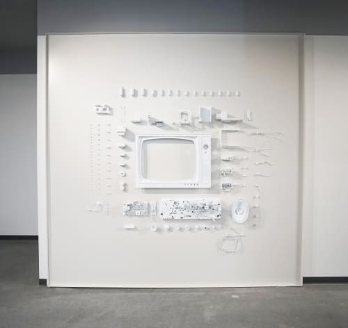 "Deconstructed Television" | Wall Sculpture in Wall Hangings by ANTLRE - Hannah Sitzer | Turner Broadcasting System Inc in Atlanta. Item composed of synthetic