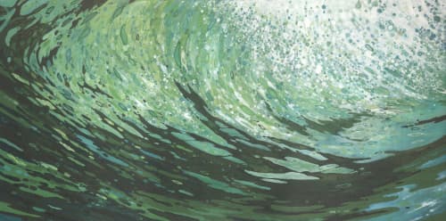 Seaweed on A Wave, original Juul Art. | Oil And Acrylic Painting in Paintings by Margaret Juul. Item composed of synthetic