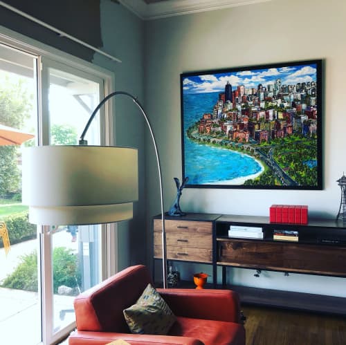 Chicago Dreamscape | Oil And Acrylic Painting in Paintings by Sue Averell. Item composed of synthetic