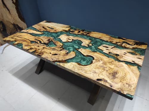 Olivee Epoxy Resin Dİning Table, Epoxy Coffee Table | Dining Table in Tables by LuxuryEpoxyFurniture. Item made of wood with synthetic