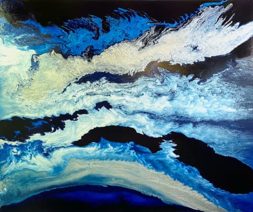 Moving With Resiliance | Oil And Acrylic Painting in Paintings by Gabrielle Shannon | Space Gallery in Denver. Item made of canvas works with contemporary & coastal style