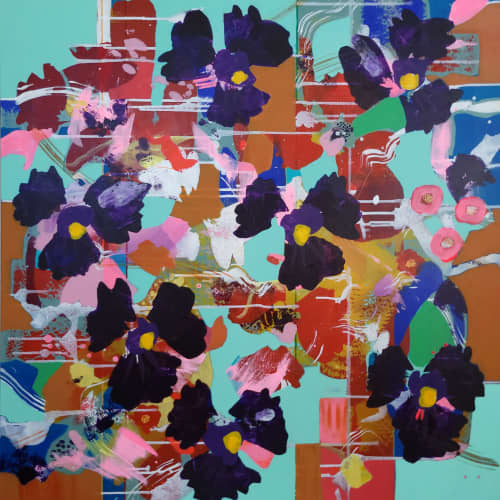 Black Violet I (36x36x1.5)) by Valerie Capewell Wescover Paintings