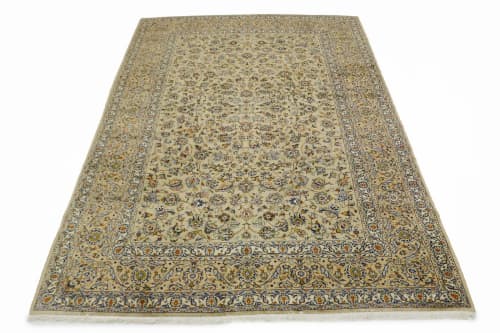 Beige Vintage Traditional 9X13 Kashan Persian Oriental Rug | Area Rug in Rugs by Magic Rugs. Item composed of wool in traditional style