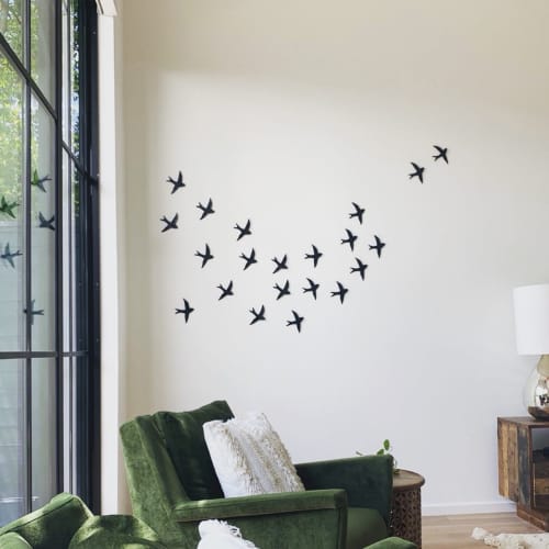 Swallows - Modular ceramic wall art sculpture | Wall Sculpture in Wall Hangings by Elizabeth Prince Ceramics. Item made of ceramic works with contemporary & country & farmhouse style