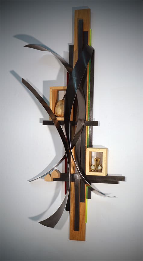 Pear in Time | Sculptures by Craig Robb. Item composed of wood and steel in contemporary or modern style