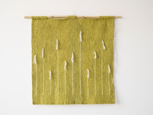 Green Denti di Leone green - Modern Wall Art | Tapestry in Wall Hangings by Lale Studio & Shop. Item made of bamboo & cotton compatible with boho and art deco style