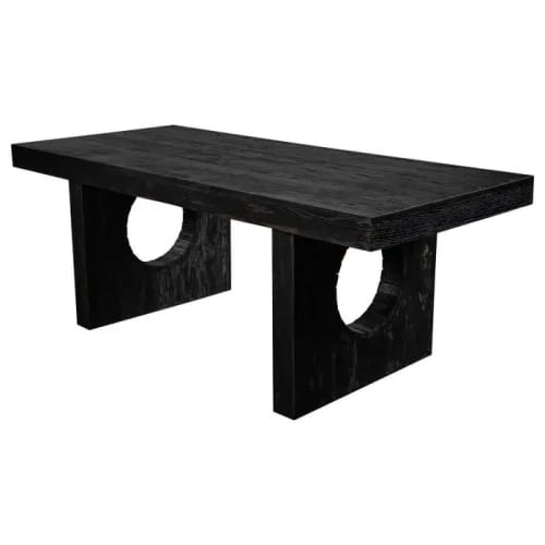 Banham Black Brutalist Oak Dining Table | Tables by Aeterna Furniture. Item composed of oak wood