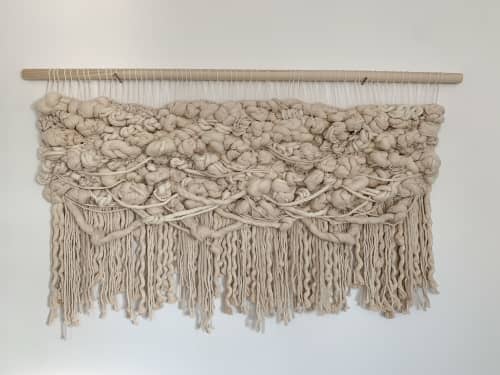Minimalist Woven Tapestry with Organic Shapes  "Unscripted" | Wall Hangings by Rebecca Whitaker Art. Item composed of cotton & fiber compatible with contemporary style