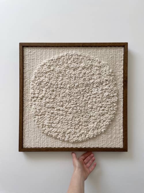 Woven wall art frame (Moss 001) | Tapestry in Wall Hangings by Elle Collins. Item made of oak wood with cotton works with mid century modern & contemporary style