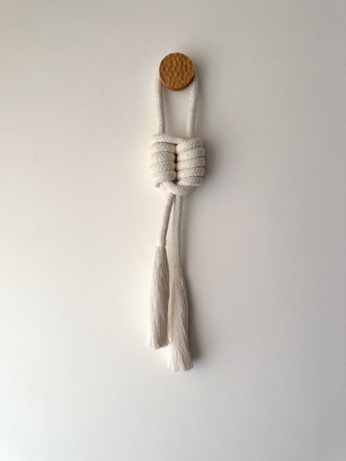 KNOT 008 | Rope Sculpture Wall Hanging | Wall Sculpture in Wall Hangings by Ana Salazar Atelier. Item composed of oak wood & cotton compatible with country & farmhouse and japandi style
