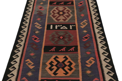 Vintage Zanjan Persian Kilim Runner Rug, Gray with Tribal | Area Rug in Rugs by Rug and Kilim